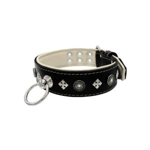 Motif with a very impressive shield featuring round rhinestones, and ornate squares with leather backing – KD01079/70/50/BK/09