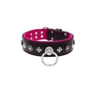 Motif with a very impressive shield featuring round rhinestones, and ornate squares with leather backing – KD01079/70/50/BK/13