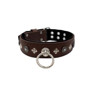 Motif with a very impressive shield featuring round rhinestones, and ornate squares with leather backing – KD01079/70/50/BR/01