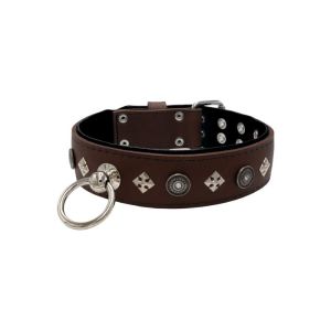 Motif with a very impressive shield featuring round rhinestones, and ornate squares with leather backing – KD01079/70/50/BR/01
