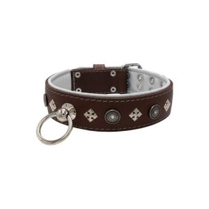 Motif with a very impressive shield featuring round rhinestones, and ornate squares with leather backing – KD01079/70/50/BR/02