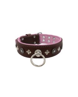 Motif with a very impressive shield featuring round rhinestones, and ornate squares with leather backing - KD01079/70/50/BR/10