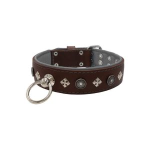 Motif with a very impressive shield featuring round rhinestones, and ornate squares with leather backing – KD01079/70/50/BR/12