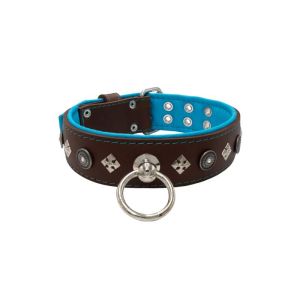 Motif with a very impressive shield featuring round rhinestones, and ornate squares with leather backing – KD01079/70/50/BR/14