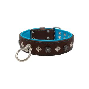 Motif with a very impressive shield featuring round rhinestones, and ornate squares with leather backing – KD01079/70/50/BR/14