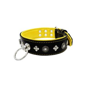 Motif with a very impressive shield featuring round rhinestones, and ornate squares with leather backing – KD01079/75/50/BK/06