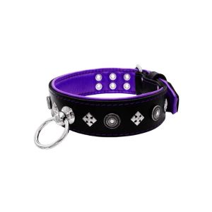 Motif with a very impressive shield featuring round rhinestones, and ornate squares with leather backing – KD01079/75/50/BK/07