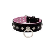 Motif with a very impressive shield featuring round rhinestones, and ornate squares with leather backing – KD01079/75/50/BK/10