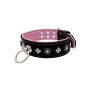 Motif with a very impressive shield featuring round rhinestones, and ornate squares with leather backing – KD01079/75/50/BK/10