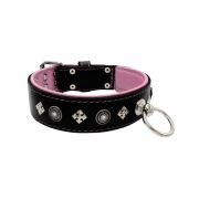 Motif with a very impressive shield featuring round rhinestones, and ornate squares with leather backing – KD01079/75/50/BK/10