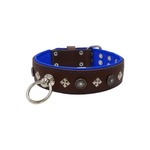 Motif with a very impressive shield featuring round rhinestones, and ornate squares with leather backing – KD01079/75/50/BR/03
