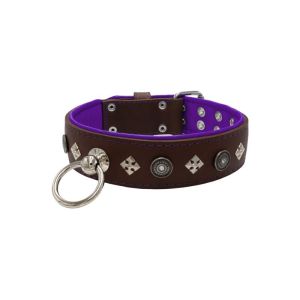 Motif with a very impressive shield featuring round rhinestones, and ornate squares with leather backing – KD01079/75/50/BR/07