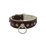 Motif with a very impressive shield featuring round rhinestones, and ornate squares with leather backing – KD01079/75/50/BR/09