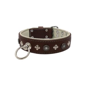 Motif with a very impressive shield featuring round rhinestones, and ornate squares with leather backing – KD01079/75/50/BR/09