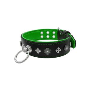 Motif with a very impressive shield featuring round rhinestones, and ornate squares with leather backing – KD01079/80/50/BK/05