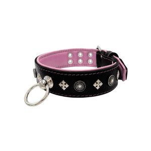 Motif with a very impressive shield featuring round rhinestones, and ornate squares with leather backing – KD01079/80/50/BK/10