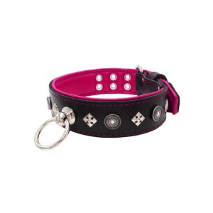 Motif with a very impressive shield featuring round rhinestones, and ornate squares with leather backing – KD01079/80/50/BK/13