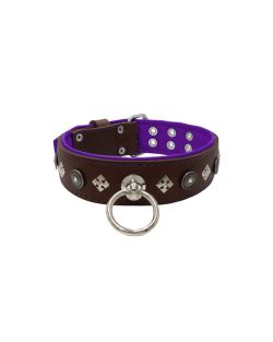 Motif with a very impressive shield featuring round rhinestones, and ornate squares with leather backing - KD01079/80/50/BR/07