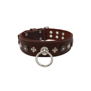 Motif with a very impressive shield featuring round rhinestones, and ornate squares with leather backing – KD01079/80/50/BR/08