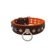Motif with a very impressive shield featuring round rhinestones, and ornate squares with leather backing – KD01079/80/50/BR/11
