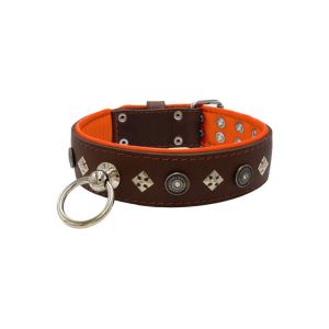 Motif with a very impressive shield featuring round rhinestones, and ornate squares with leather backing – KD01079/80/50/BR/11