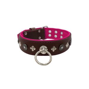 Motif with a very impressive shield featuring round rhinestones, and ornate squares with leather backing – KD01079/80/50/BR/13