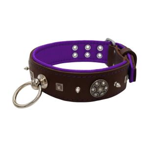 Motif with very impressive 10mm metal studs, featuring a carved square pyramid and a shield with 6 round rhinestones and leather backing – KD01080/70/50/BR/07