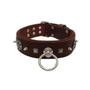Motif with very impressive 10mm metal studs, featuring a carved square pyramid and a shield with 6 round rhinestones and leather backing – KD01080/70/50/BR/08