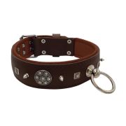 Motif with very impressive 10mm metal studs, featuring a carved square pyramid and a shield with 6 round rhinestones and leather backing – KD01080/70/50/BR/08