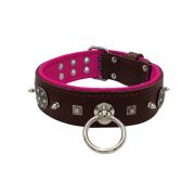 Motif with very impressive 10mm metal studs, featuring a carved square pyramid and a shield with 6 round rhinestones and leather backing – KD01080/70/50/BR/13