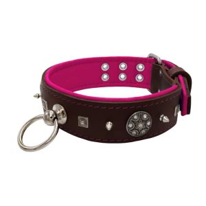 Motif with very impressive 10mm metal studs, featuring a carved square pyramid and a shield with 6 round rhinestones and leather backing – KD01080/70/50/BR/13