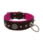 Motif with very impressive 10mm metal studs, featuring a carved square pyramid and a shield with 6 round rhinestones and leather backing – KD01080/70/50/BR/13