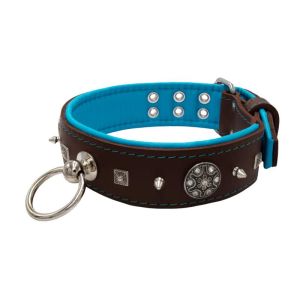 Motif with very impressive 10mm metal studs, featuring a carved square pyramid and a shield with 6 round rhinestones and leather backing – KD01080/70/50/BR/14