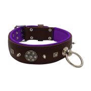 Motif with very impressive 10mm metal studs, featuring a carved square pyramid and a shield with 6 round rhinestones and leather backing – KD01080/75/50/BR/07