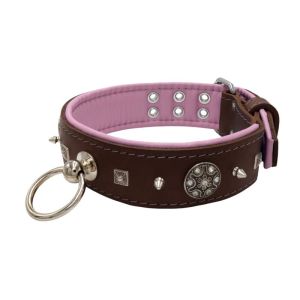 Motif with very impressive 10mm metal studs, featuring a carved square pyramid and a shield with 6 round rhinestones and leather backing – KD01080/75/50/BR/10