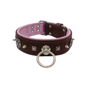 Motif with very impressive 10mm metal studs, featuring a carved square pyramid and a shield with 6 round rhinestones and leather backing – KD01080/80/50/BR/10