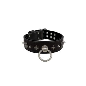 Motif with very impressive 10mm metal studs, medieval cross, and a carved round shield with leather backing – KD01081/70/50/BK/01