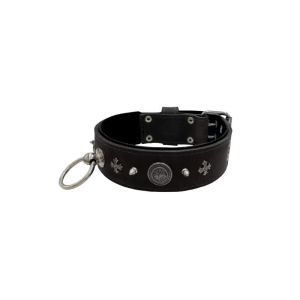 Motif with very impressive 10mm metal studs, medieval cross, and a carved round shield with leather backing – KD01081/70/50/BK/01