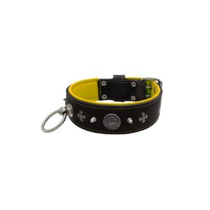 Motif with very impressive 10mm metal studs, medieval cross, and a carved round shield with leather backing – KD01081/70/50/BK/06