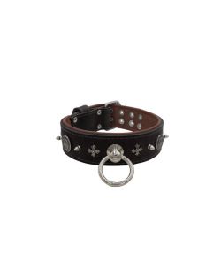 Motif with very impressive 10mm metal studs, medieval cross, and a carved round shield with leather backing - KD01081/70/50/BK/08