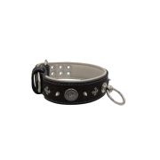 Motif with very impressive 10mm metal studs, medieval cross, and a carved round shield with leather backing – KD01081/70/50/BK/09
