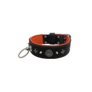 Motif with very impressive 10mm metal studs, medieval cross, and a carved round shield with leather backing – KD01081/70/50/BK/11