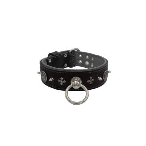Motif with very impressive 10mm metal studs, medieval cross, and a carved round shield with leather backing – KD01081/70/50/BK/12