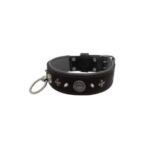 Motif with very impressive 10mm metal studs, medieval cross, and a carved round shield with leather backing – KD01081/70/50/BK/12