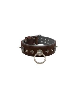 Motif with very impressive 10mm metal studs, medieval cross, and a carved round shield with leather backing - KD01081/70/50/BR/12