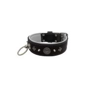 Motif with very impressive 10mm metal studs, medieval cross, and a carved round shield with leather backing – KD01081/75/50/BK/02