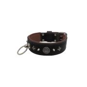 Motif with very impressive 10mm metal studs, medieval cross, and a carved round shield with leather backing – KD01081/75/50/BK/08