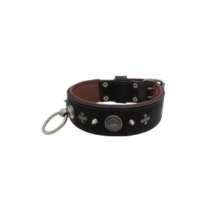 Motif with very impressive 10mm metal studs, medieval cross, and a carved round shield with leather backing – KD01081/75/50/BK/08