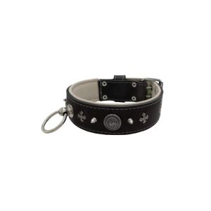 Motif with very impressive 10mm metal studs, medieval cross, and a carved round shield with leather backing – KD01081/75/50/BK/09
