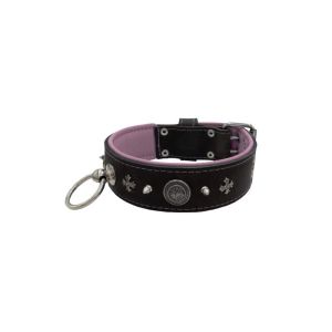 Motif with very impressive 10mm metal studs, medieval cross, and a carved round shield with leather backing – KD01081/75/50/BK/10